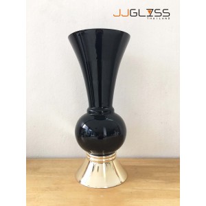 BLACK-H0810-46TL - Black Handmade Colour Vase